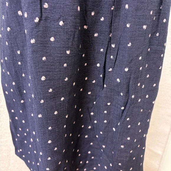 E & M Navy Blue Polka Dot Lace Trim Top Size Small Boho Embroidered Festival - Picture 7 of 12